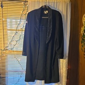 Black Coat with Glitter Trim